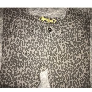 Grey leopard print jeans